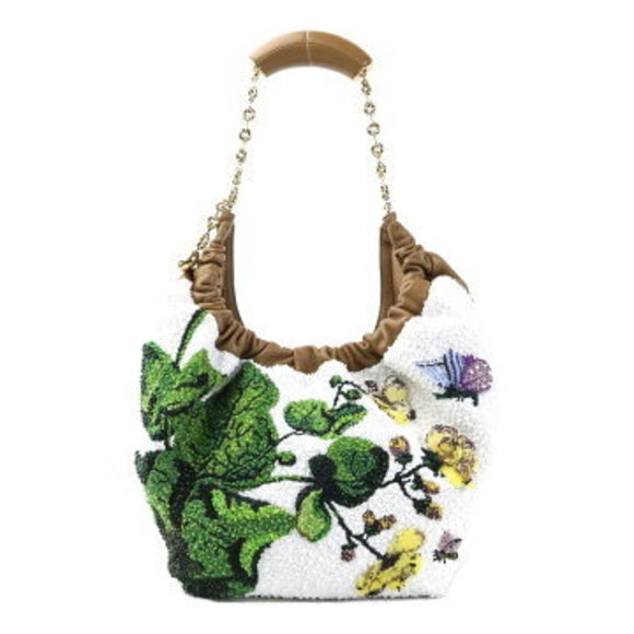 Loewe Squeeze Shoulder Bag Beads Leather White Multicolor brown - Picture 1 of 5